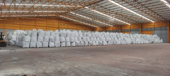 Jumbo bags stored inside the warehouse